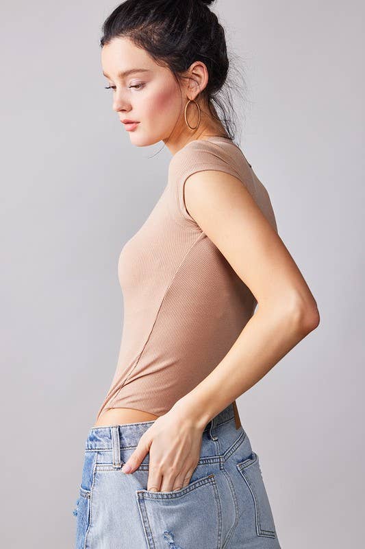 CREW NECK RIB BODYSUIT-PLUS SIZE