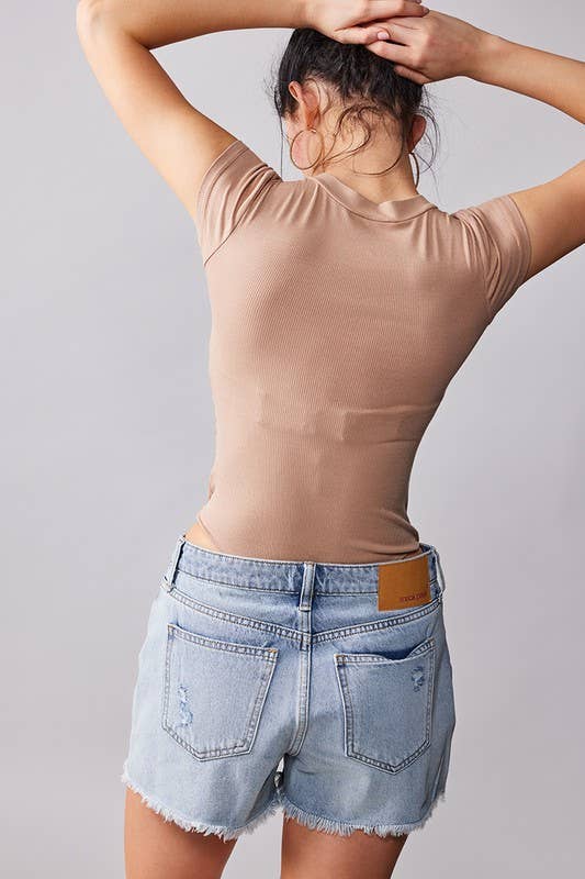 CREW NECK RIB BODYSUIT-PLUS SIZE