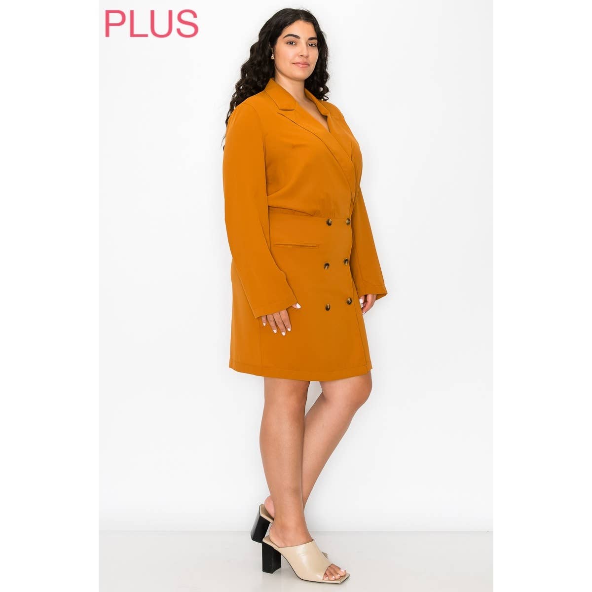 Double Breasted Lapel Collar Dress