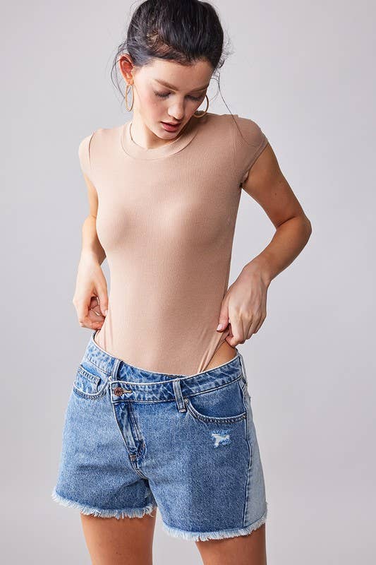 CREW NECK RIB BODYSUIT-PLUS SIZE