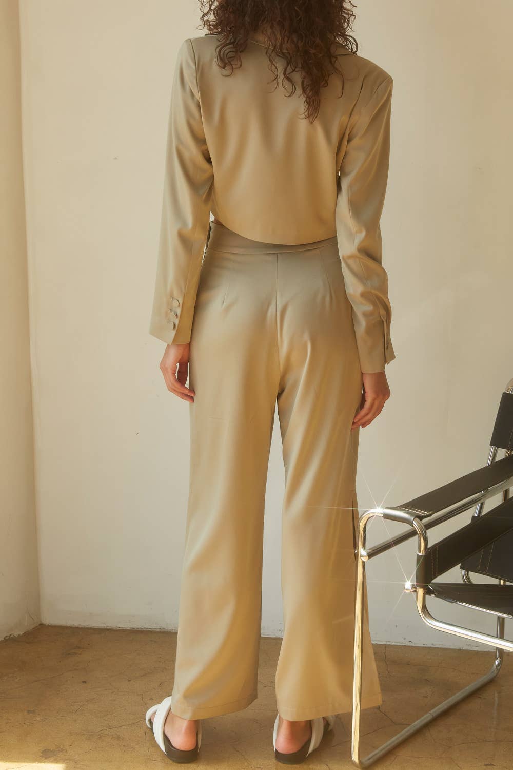 Mari Satin Cropped Blazer