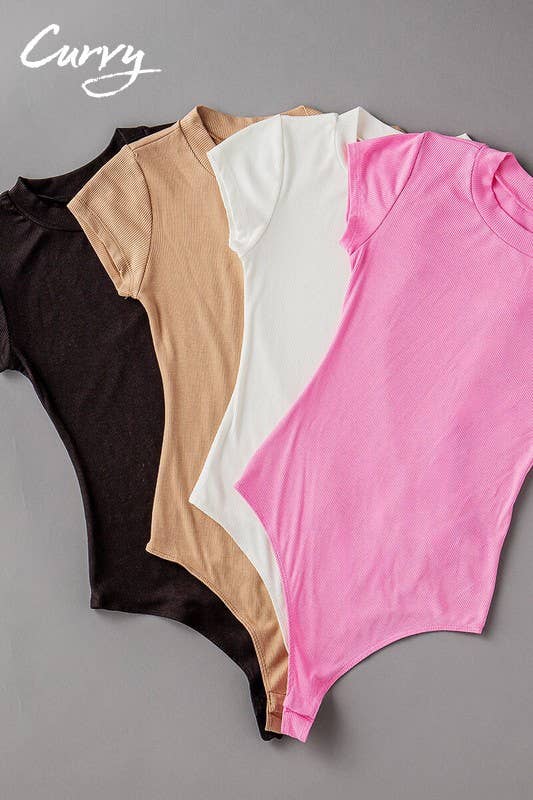 CREW NECK RIB BODYSUIT-PLUS SIZE