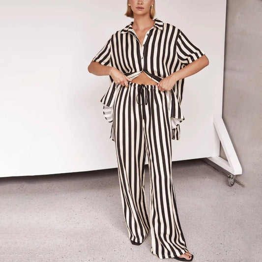 Striped color matching pant